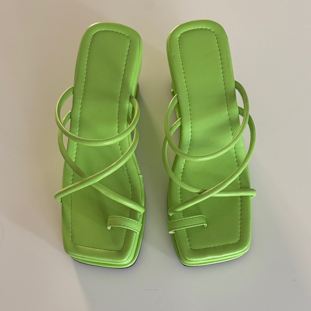 green platform wedge sandals